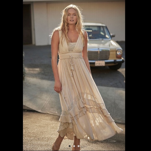 Free People Santa Maria Maxi Dress Ocean Pearl Size M - Picture 6 of 6